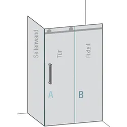 Streifdichtung B für Glas-Glas 90° I Tür-Wand (Ausführung: Dichtprofil 88346 Quetschdichtung 13mm Abdichtung zur Wand)
