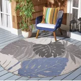 Sanat Teppich Floral Outdoor, rund, Höhe: 6 mm, In- und Outdoor geeignet, florales Design, Balkon, Terasse beige Ø 150 cm x 6 mm