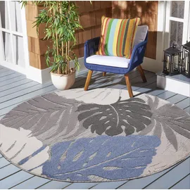 Sanat Teppich Floral Outdoor, rund, Höhe: 6 mm, In- und Outdoor geeignet, florales Design, Balkon, Terasse beige Ø 150 cm x 6 mm