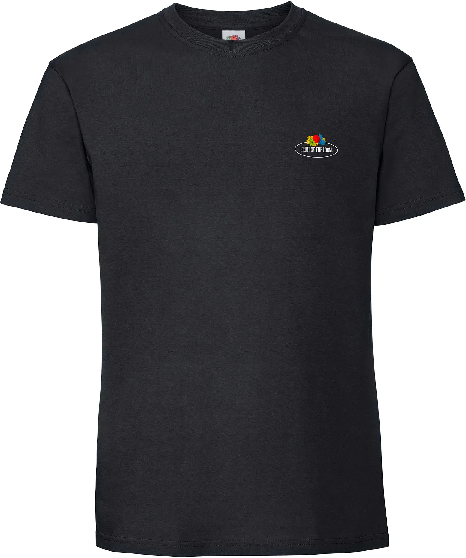Fruit of the Loom Ringspun Premium T-Shirt mit Vintage-Logo auf der Brust, schwarz - Vintage-Logo klein, L