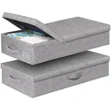 luxuskollektion Faltbare Unterbett Aufbewahrungsbox 2er Set 15cm Hoch Grau