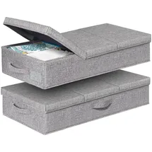 luxuskollektion Faltbare Unterbett Aufbewahrungsbox 2er Set 15cm Hoch Grau
