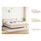 vidaXL Boxspringbett mit Matratze Creme 180x200 cm Stoff