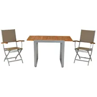 Merxx Naxos Balkonset 3-tlg. Tisch 120 x 70 cm grau