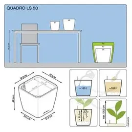 LECHUZA Quadro LS 50 Komplettset 50 x 50 x 47 cm weiß hochglanz