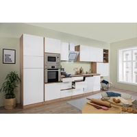 Küche Küchenzeile Küchenblock grifflos Eiche Weiß Lorena 445 cm Respekta