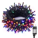 PhilzOps Weihnachten Bunt Außenlichterkette, 15M 100 LED Indoor Weihnachtsdeko Beleuchtung mit Stecker 8 Modi Wasserdicht Weihnachtsbaum Lichterkette für Innen Party Zimmer Outdoor Balkon Garten