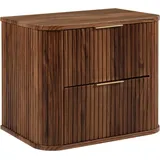 Rodan Waschtischunterschrank | Waschbeckunterschrank - Eiche Haselnuss - Modernes Design - Soft-Close Schubladen - Hängeschrank - Dunkelbraun