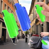 2 × Mini Pfefferspray Schlüsselanhänger, Klein Pfefferspray Selbstverteidigung Schlüsselanhänger, Pepper Spray Mini Abwehrspray Für Frauen, Männer (Grün, Blau) -RA02-A2