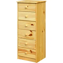 Möbilia Kommode | 6 Schubladen | Kiefer-Holz massiv | B 43 x T 35 x H 106 cm | natur-lackiert | 19020002 | Serie KOMMODE