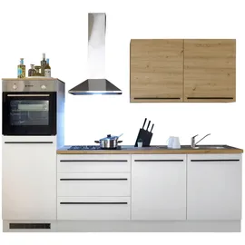 BASIC by Balculina Mid.you Küchenleerblock, weiß Eiche artisan Kunststoff, 3 Schubladen, nur wie online abgebildet bestellbar, 260 cm, wahlweise mit E-Geräten
