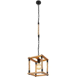 GLOBO Hängeleuchte 1-flg. 25 cm eckig Holz schwarz naturfarben