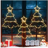 Elegear LED-Lichterkette Lichtervorhang weihnachtsdeko fenster, weihnachtsbaum mit beleuchtung, 180-flammig, 8 Modi mit Timer IP44 Batteriebetrieben Innen Außen Fensterdeko