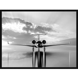 ANY IMAGE Digitaldruck »Flugzeug I«, Rahmen: Buchenholz, Schwarz