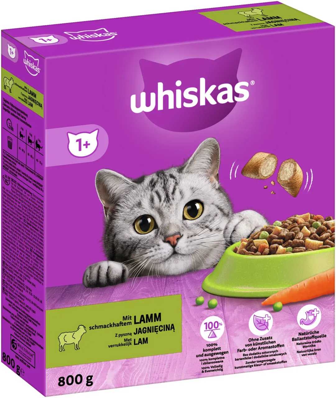 Whiskas 1+ 800 Gramm Katzentrockenfutter Lamm