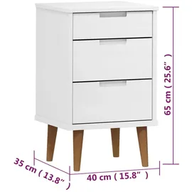 vidaXL Nachttisch MOLDE Weiß 40x35x65 cm Massivholz Kiefer