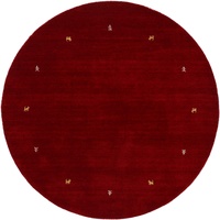 carpetfine Wollteppich Gabbeh Uni Rund Rot Ø 250 | Moderner Teppich für Wohn- und Schlafzimmer