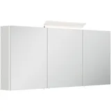 Lomadox Spiegelschrank BATLEY-02 140cm breit, weiß Hochglanz, 3D-Funktion, LED-Leuchte, Kombibox weiß 140 cm x 62 cm x 17 cm