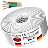 MAS Premium Feuchtraumkabel Stromkabel Von 5m bis 170m Mantelleitung NYM-J 5x1,5 mm2 Elektrokabel Ring für feste Verlegung (100 m)