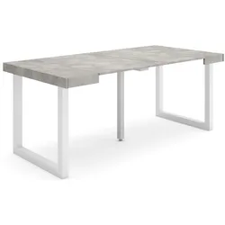 SKRAUT HOME Ausziehbarer Konsolentisch, 180x90x73cm, Für 8 Personen, Holzbeine, Moderner Stil, Zementgrau - 257_7