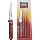 Tramontina Steakmesser Gaucho, Set 6-teilig, Edelstahl, Holzgriff rot, FSC, Mehrfarbig