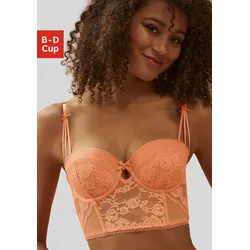 Corsage LASCANA, Damen, Gr. 75, Cup D, orange (mandarine), Spitze, Obermaterial: 60% Polyamid, 35% Polyester, 5% Elasthan, feminin, figurbetont, Corsagen, mit edler Spitze und feinem Glitzeraccessoire