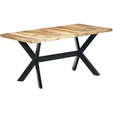 Esstisch 160x80x75 cm Raues Mangoholz - Braun/Bunt