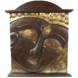 Buddha Schrank Hängeschrank Medizinschrank Flurschrank 65cm Braun Gold Rattan