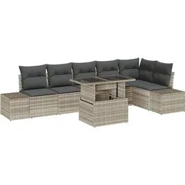 vidaXL Garten-Sofa-Set 7-tlg. hellgrau Polyrattan