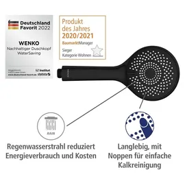 Wenko Duschsystem Watersaving Schwarz 75-120 cm
