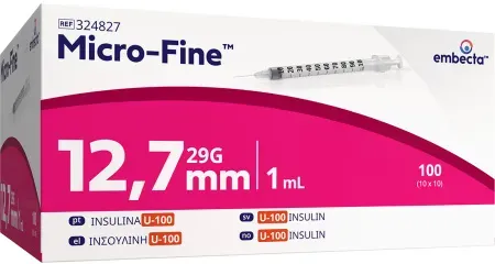 Embecta Micro-Fine+ Insulinspritzen 1ml 29G 1/2“ 12,7mm Stück 100 (324811)