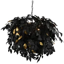 meineWunschleuchte Blätter 1-flg. Ø70 cm rund schwarz-gold