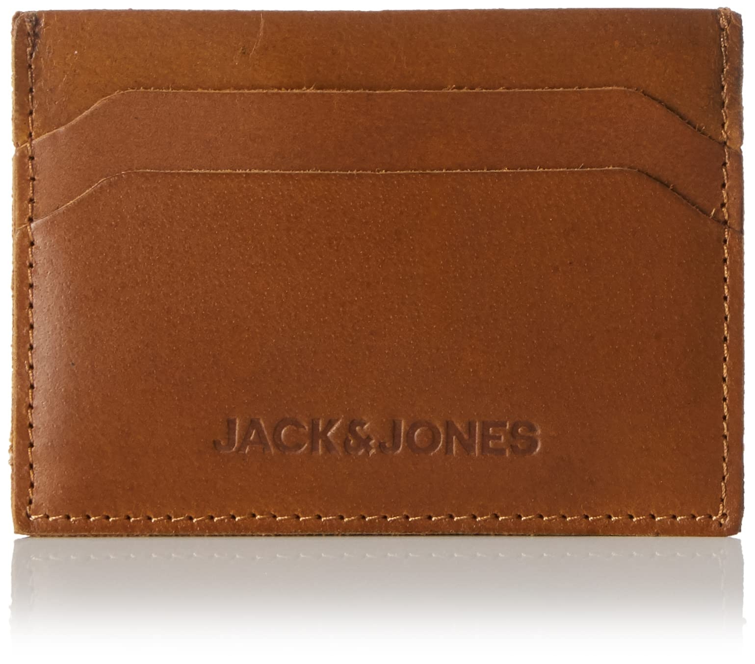 Jack & Jones Men's JACSIDE Leather Cardholder, Cognac