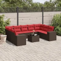 vidaXL Gartensofa-Set 10-tlg. braun