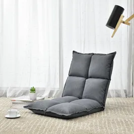 [en.casa] Bodensessel Deinze Polyester 110 x 2 x 70 cm Silber verstellbar mit Liegefunktion