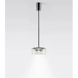 serien lighting Curling S Pendelleuchte mit Tube Rohrabhängung warmweiß (3000 K) | Acrylglasschirm klar