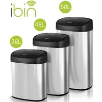 Sensor Edelstahl Mülleimer Abfall 68L Eimer Automatik Müll Behälter Batt Netz