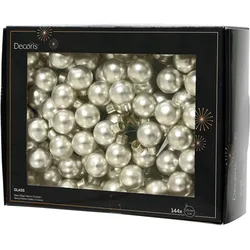 144 Glaskugeln am Draht 2,5cm Weihnachtskugeln Spiegelbeeren matt - kleine Dekokugeln Christbaumschmuck Weihnachtsdeko silber
