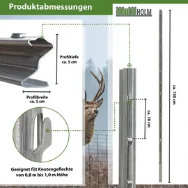 Trutzholm Z-profil Zaunpfosten 150 cm Feuerverzinkt 20x Zaunpfähle 1.5 mm Stärke gestan...