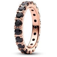 Pandora 180050C02 Ring Schwarze Funkelnde Reihe Rosé Vergoldet Gr. 52 - Rosa