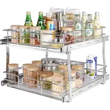 Vevor Ausziehbares Spülschrankregal Küchenschrank Gewürzregal Doppelkorb, 452 x 516 x 80 mm + 474 x 533 x 80 mm Waschbecken Regal Herausziehbarer Schrank Organizer Unterschrankregal Spülschrank