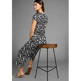 LAURA SCOTT LAURA SCOTT, Damen, Gr. 38, N-Gr, schwarz (schwarz, gemustert), Single Jersey, Obermaterial: 95% Viskose, 5% Elasthan, gemustert, figurbetont ca. Mitte Wade, V-Ausschnitt, Overalls Jumpsuit, mit V-Ausschnitt