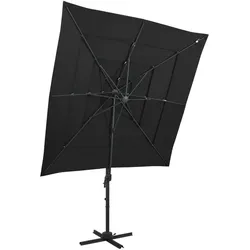 Sonnenschirm mit Aluminium-Mast 4-lagig Schwarz 250x250 cm