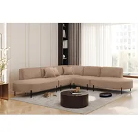 Fun Möbel Ecksofa Designersofa VALENCIA in Stoff Noel Beige