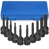 Profiwoab 1/2-Zoll-Schlag-Bit-Steckschlüssel-Set,10-tlg T-Inbus Nuss Satz 1/2'',Innensechskant Nuss 20-60mm,Außensechskant Sechskant Bit mit Kunststoffkoffer für Schlagschrauber