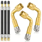 Mellbree 3 Stück 90° Reifenventil Winkeladapter + 3 Flexible Ventilverlängerung, Universell Schrader Ventilverlängerung für Auto Motorrad Fahrrad Wohnwagen Anhänger, Speziell für Probleme beim Aufpump