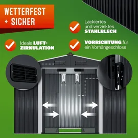 Gardebruk GARDEBRUK® XXL Metall Gerätehaus 5m2 mit Fundament 260x205x180cm