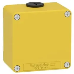 Schneider Electric XAPK11 Leergehäuse XAP, Metall, gelb, für Not-Aus/Halt, ohne Bohrung, 80x80x51,5, M20