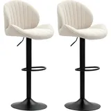 Homcom Barhocker 2er Set Höhenverstellbar Drehbar Tresenhocker mit Chenille-Optik, Beige