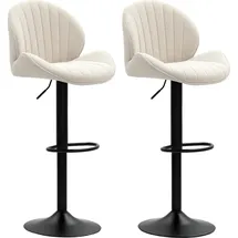 Homcom Barhocker 2er Set Höhenverstellbar Drehbar Tresenhocker mit Chenille-Optik, Beige
